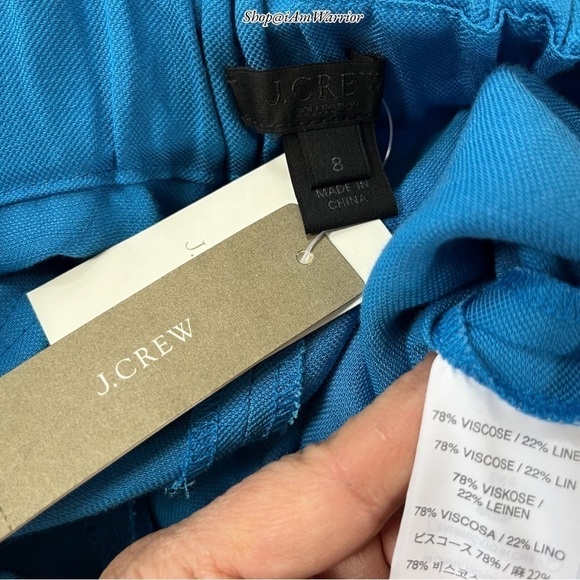 J.Crew Collection NWT electric blue linen blend wide leg crop pants *iamwarrior - Picture 9 of 10